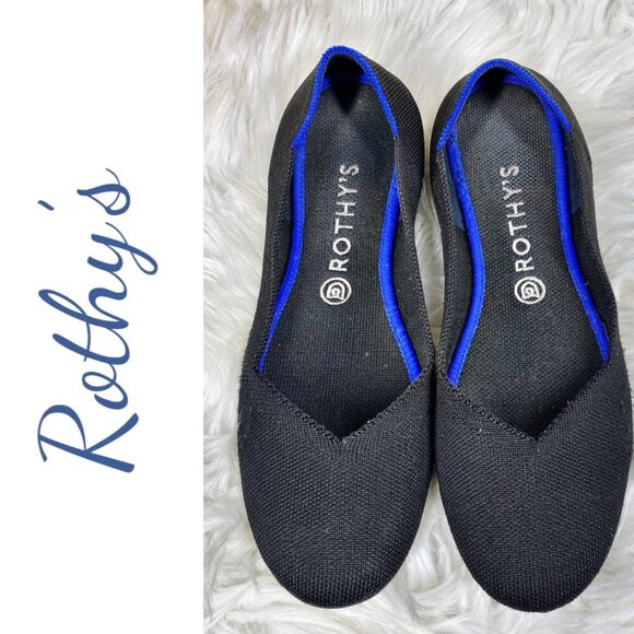 ROTHY’S THE FLAT BLACK ROUND TOE SLIP ON LOAFER FLAT, SIZE 10 - Picture 1 of 11